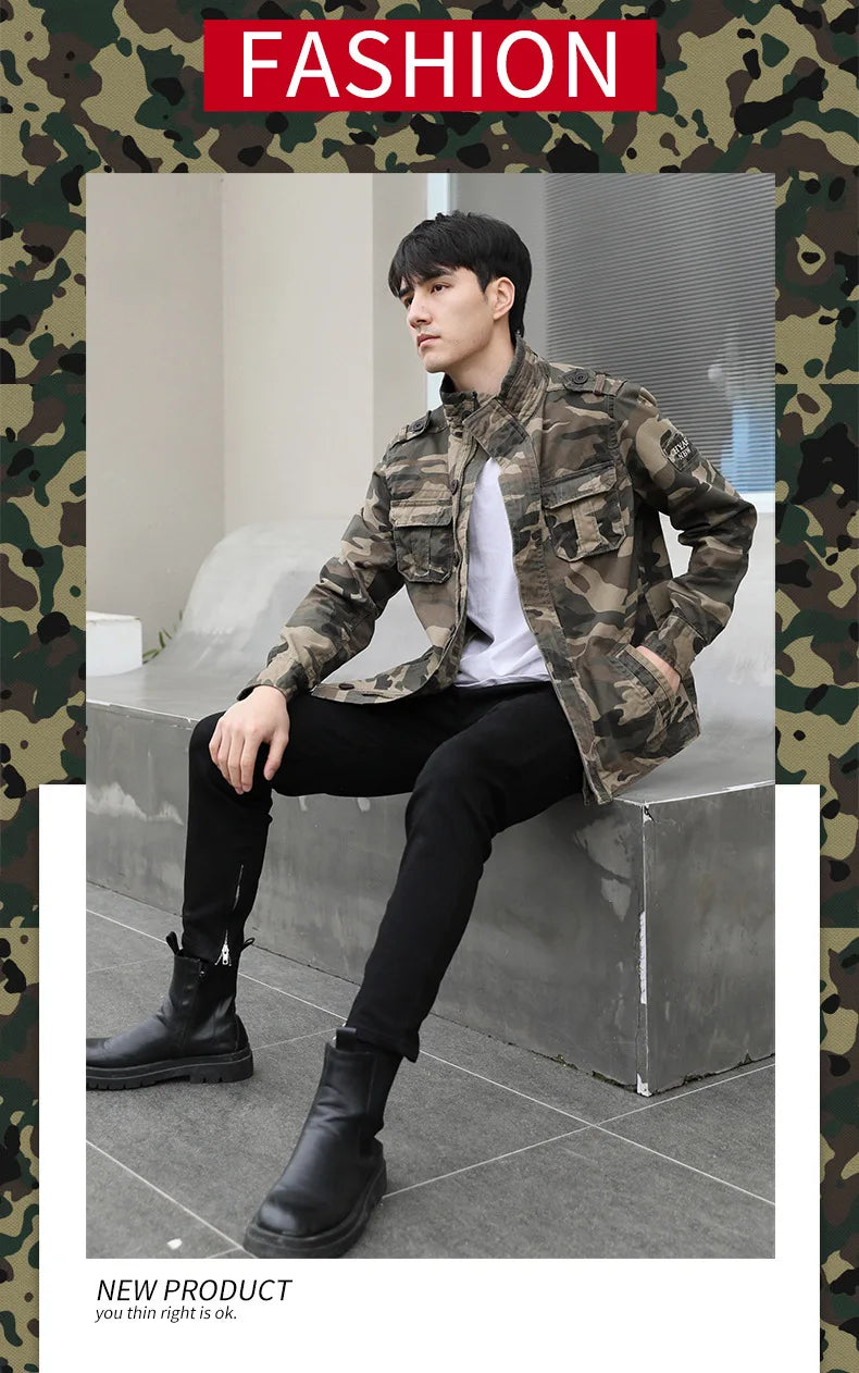 Veste Militaire vintage Camouflage Homme – Décontractée & Résistante | Printemps & Automne - BLACKBEARD OUTDOOR INDUSTRIES