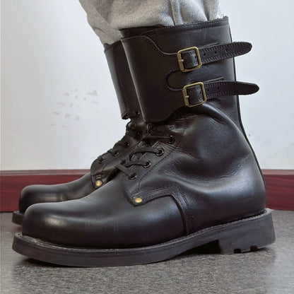 Rangers Vintage Militaires Homme - Style Armée, Cuir Daim Fait Main