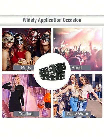 Ceinture Punk Noir en PU avec Rivets Métalliques – Ceinture de Mode Unisexe, Taille Ajustable, Accessoire Tendance pour  Femmes (Longueur 110 cm) - BLACKBEARD OUTDOOR INDUSTRIES