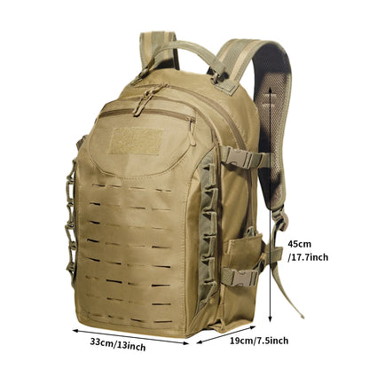 Sac à dos tactique 25L MOLLE multi-poches, noir ou kaki