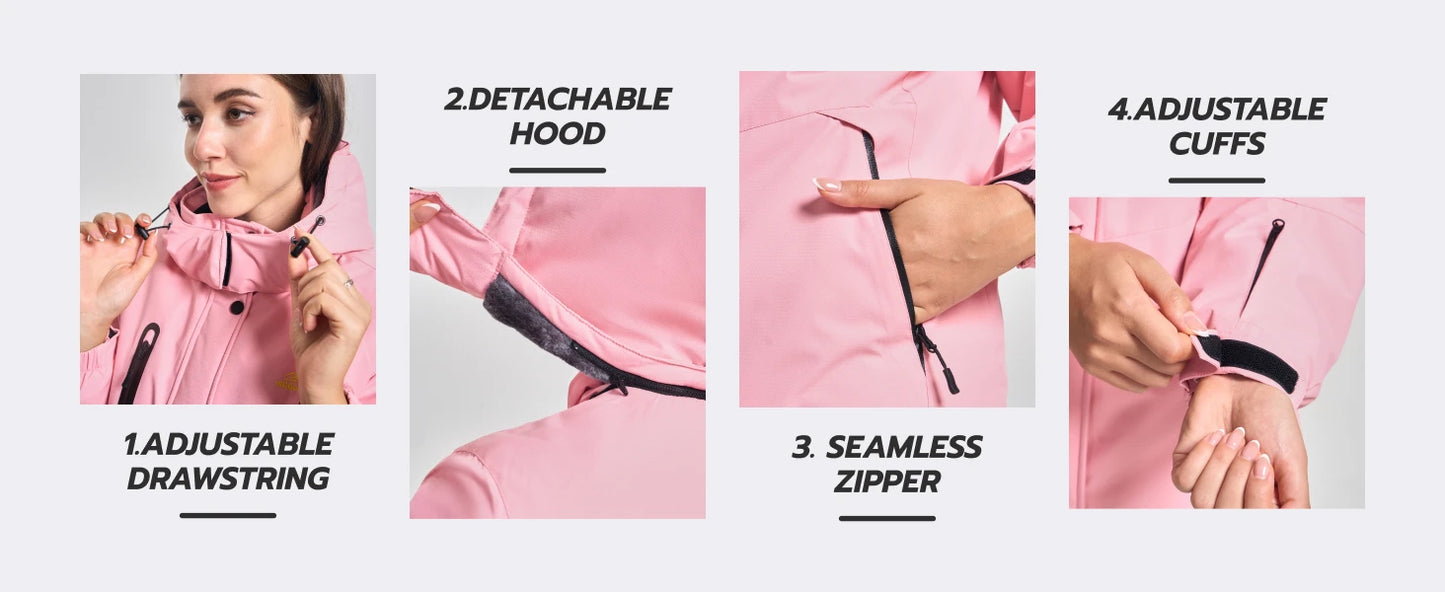 Veste Parka Hivernale TACVASEN pour Femme – Manteau à Capuche en Polaire, Imperméable et Coupe-Vent avec 5 Poches Zippées pour Ski et Snowboard - BLACKBEARD OUTDOOR INDUSTRIES