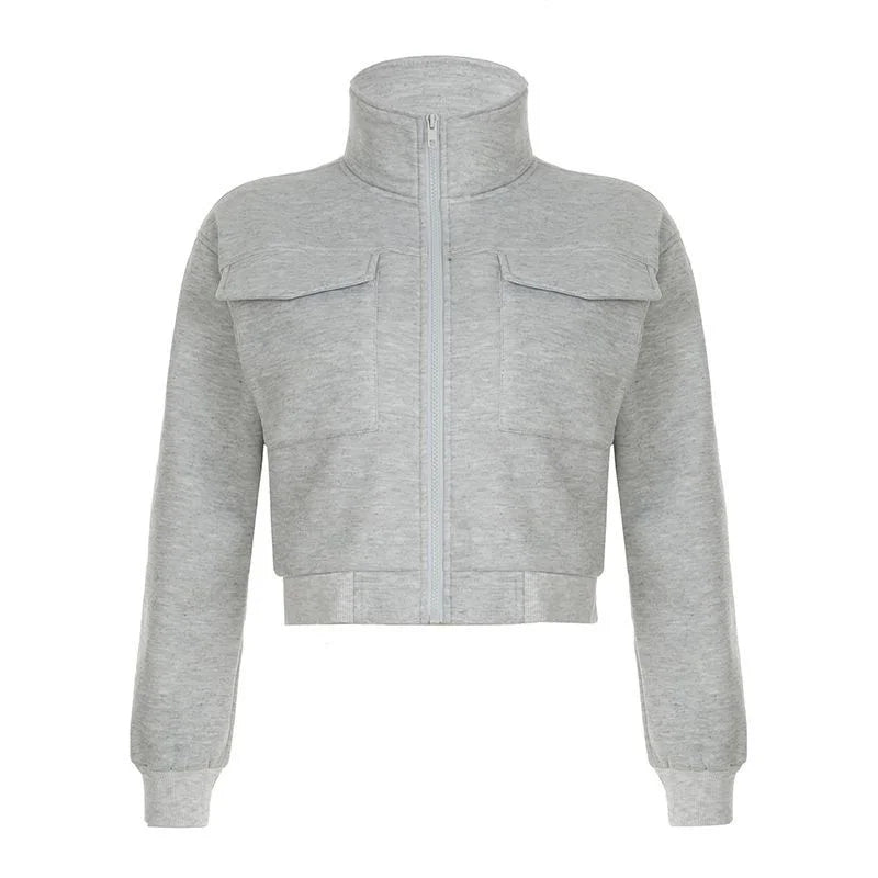 Veste Courte Simili Cuir Femme Col Montant Taille Cintrée – Zip, Style Streetwear Chic