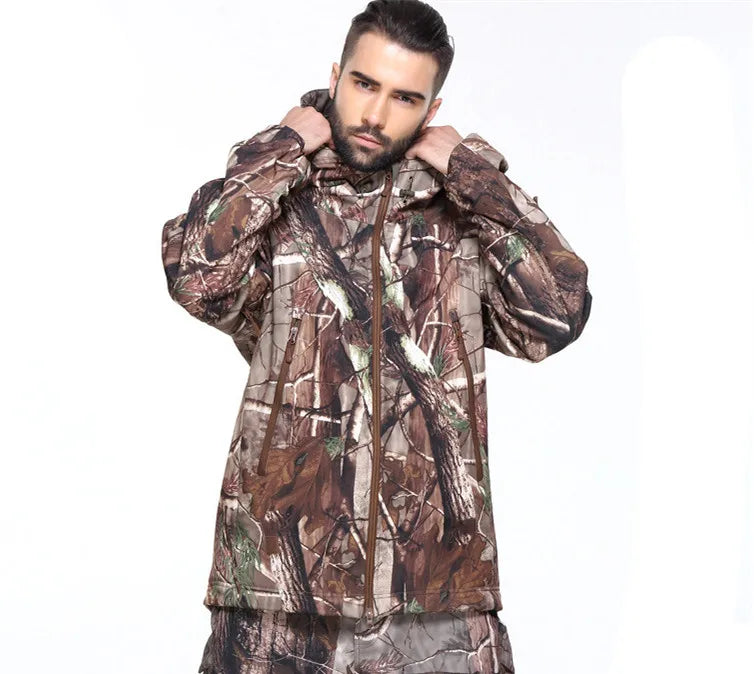 Veste tactique softshell femme à capuche, doublée polaire, camouflage ou unie