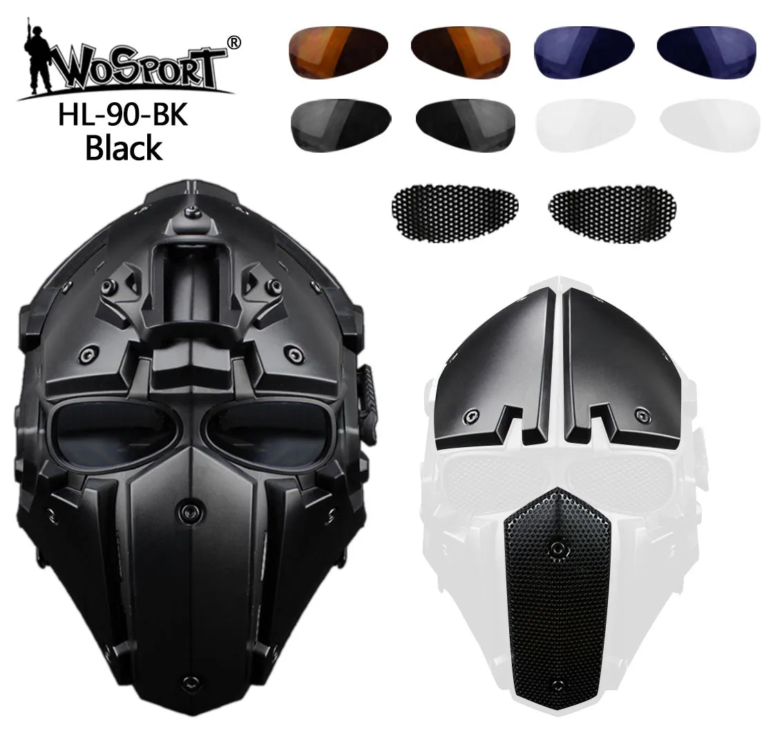 Casque tactique intégral HL-90 pour airsoft, 54–64 cm