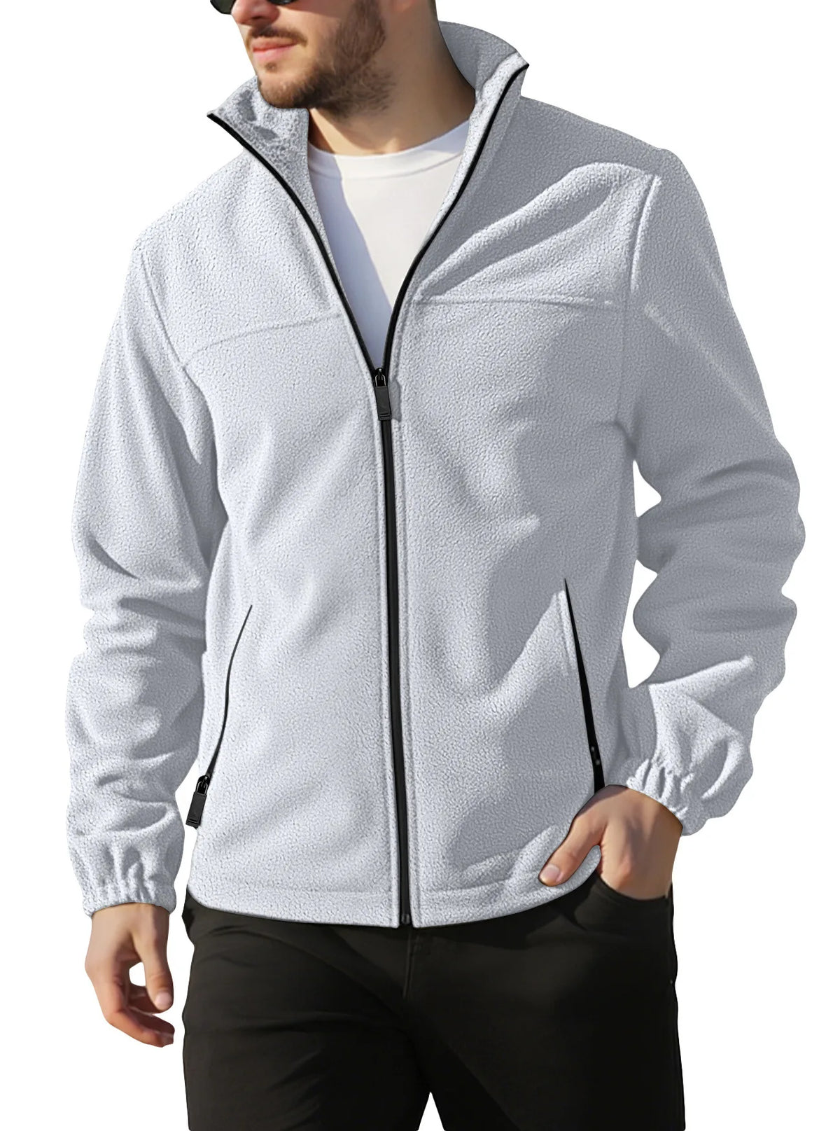 Veste polaire homme zippée à col montant