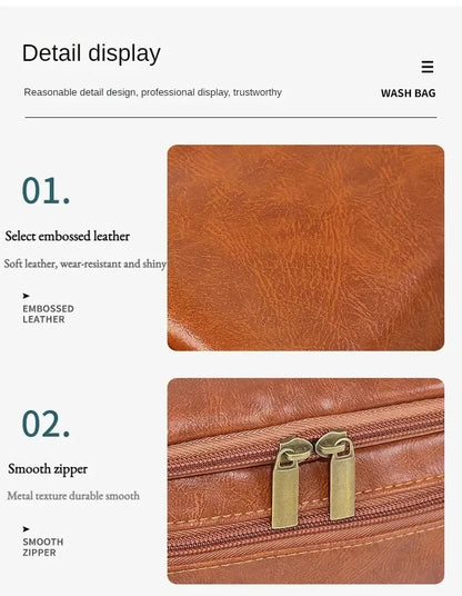 Trousse de Toilette en Cuir PU ou Toile – Grande Capacité & Accroche Murale | Unisexe, Idéale pour les Voyages - BLACKBEARD OUTDOOR INDUSTRIES