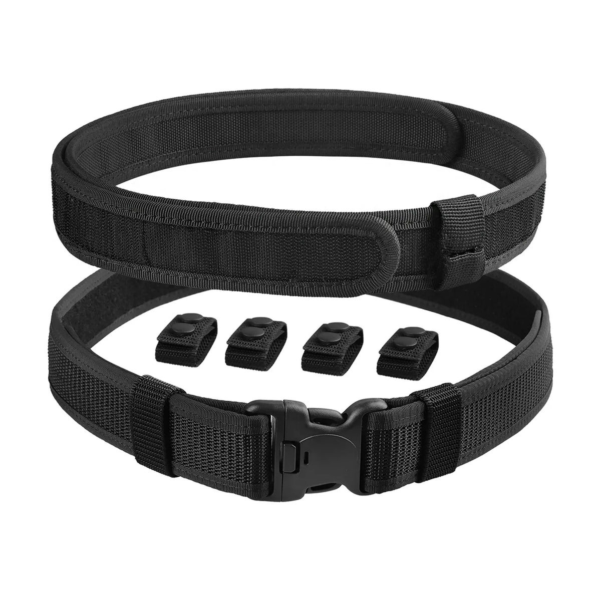 Ceinturon tactique 2 en 1 MOLLE 5 cm, boucle à dégagement rapide, noir