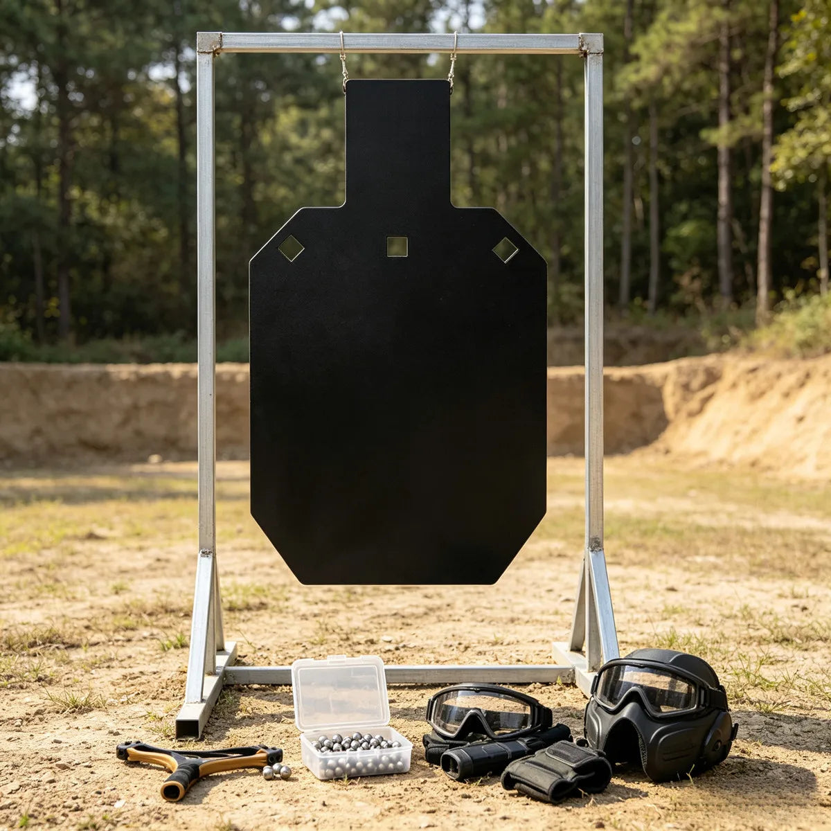 Cible de tir en acier noire 12 × 7 pouces à suspendre