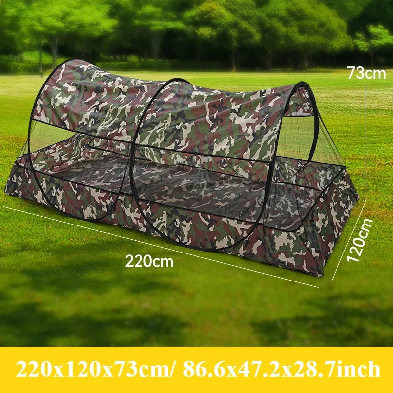 Moustiquaire de camping pliable à ouverture automatique – Fond camouflage