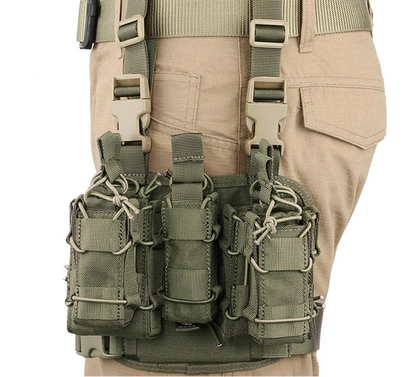 Plateforme de cuisse tactique MOLLE en Cordura avec porte-chargeurs, noir, vert ou coyote