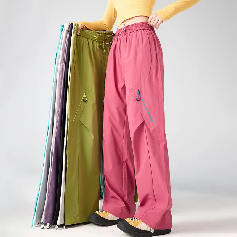Pantalon cargo de randonnée femme déperlant et respirant, taille élastique