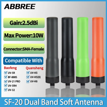Antenne Mini ABBREE SF-20 SMA-Femelle VHF/UHF – Baofeng & Quansheng
