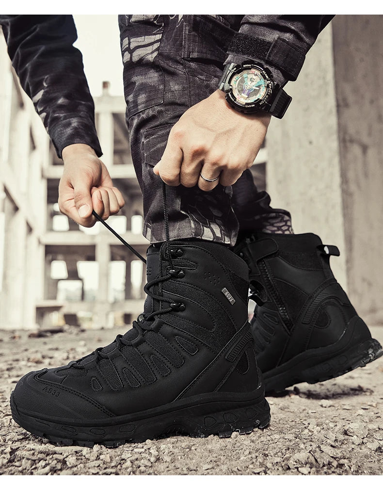 Bottes Tactiques pour Homme – Hautes, Lacées, Militaires, de Randonnée, en Cuir PU, Imperméables, Taille Plus, Unisexes, pour Escalade et Travail - BLACKBEARD OUTDOOR INDUSTRIES