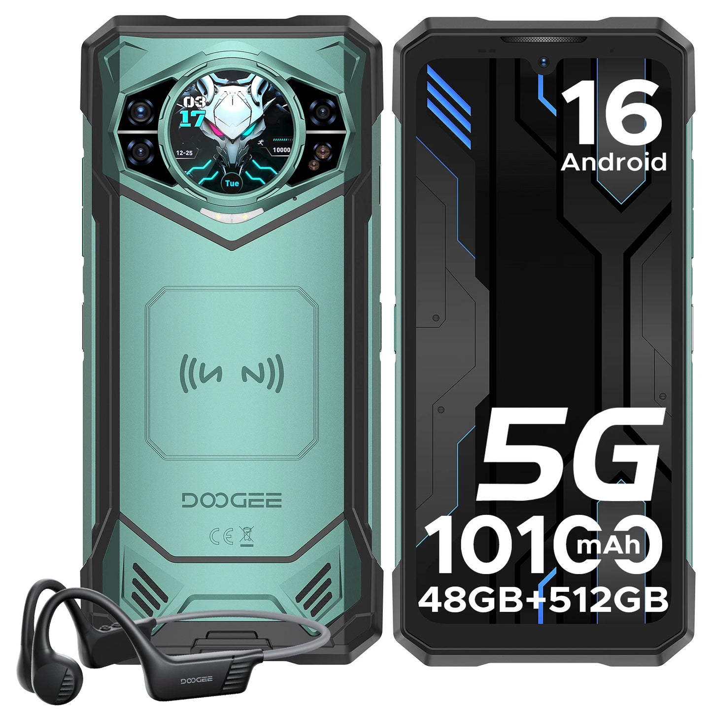 Smartphone Incassable 5G 10100mAh 512Go Android 16 DOOGEE S200
