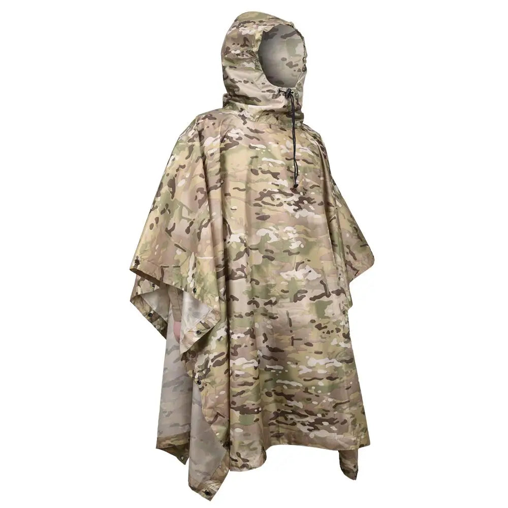 Poncho Pluie Camouflage Tactique Militaire – Imperméable Pliable | Randonnée, Chasse, Airsoft | 9 Coloris