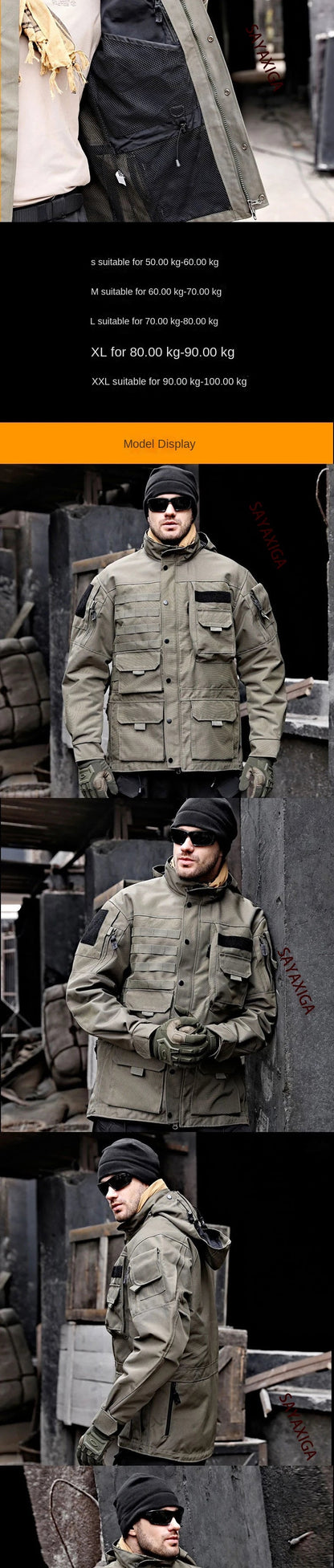 Veste d'Hiver Multifonctionnelle pour Homme – Veste Imperméable, Ample et Confortable avec Capuche Détachable BLACKBEARD OUTDOOR INDUSTRIES