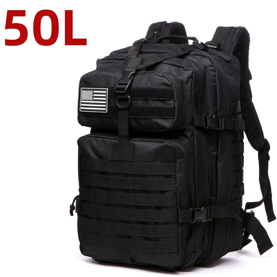 Sac à Dos Tactique MOLLE 25L/50L – Nylon Imperméable, Compatible Laptop | Randonnée, Chasse, Camping