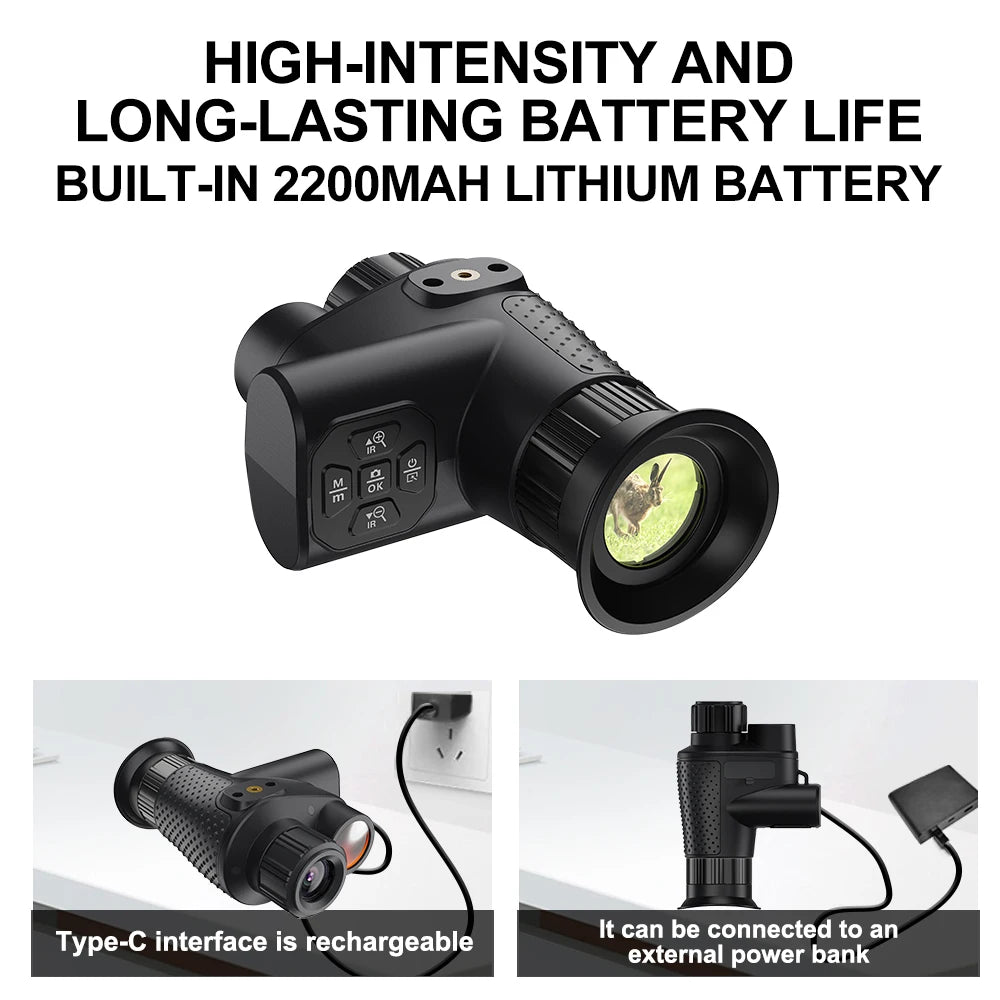 Monoculaire Vision Nocturne 4K IR 8x – Frontal, 36 MP, IP54, Infrarouge 850nm