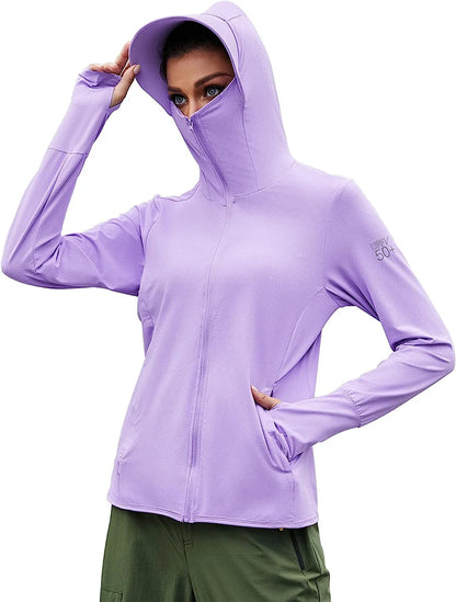 Veste Cyclisme Femme UPF 50+ – Hoodie Anti-UV Manches Longues avec Poches | TRVLWEGO