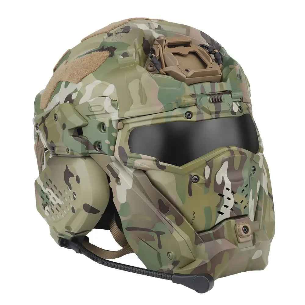 Casque airsoft tactique HL-99 avec masque relevable et ventilation anti-buée