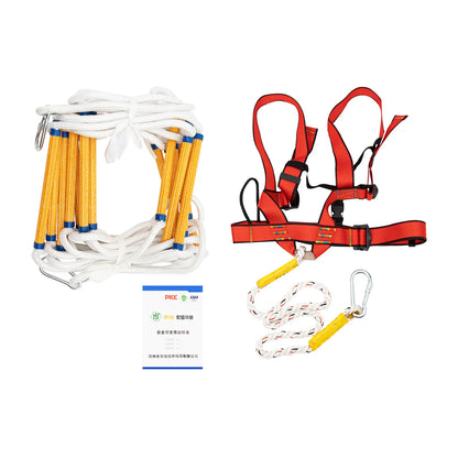 Échelle de Secours Incendie Corde Polyester 6 m ou 10 m – 200 kg, Harnais Inclus, 3 Crochets