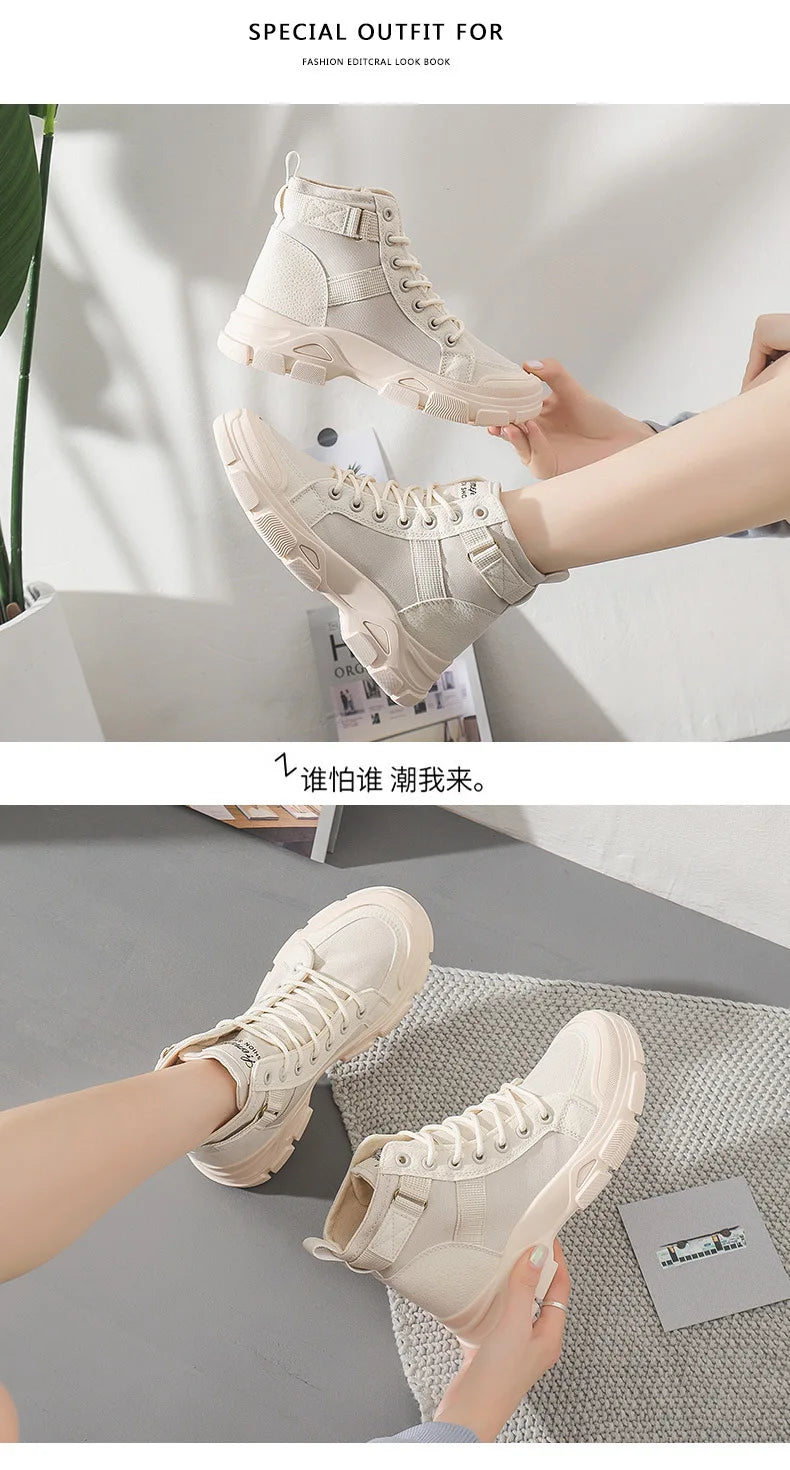 Bottines Femme en Toile – Style Désert & Moto – Hautes, Plates et Tendance – UXST - BLACKBEARD OUTDOOR INDUSTRIES