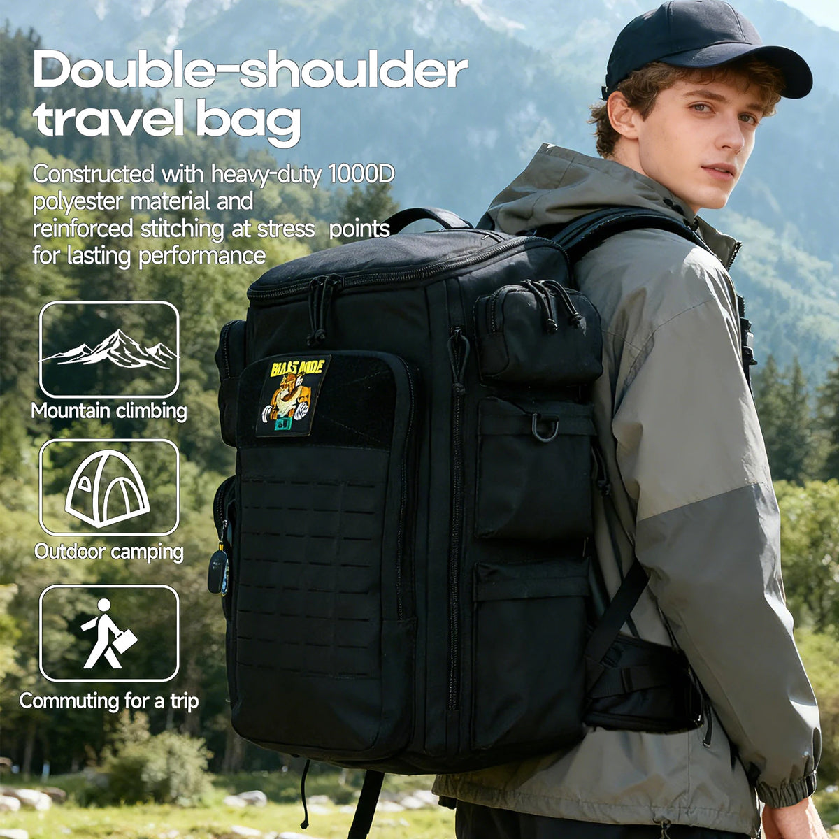 Sac à Dos Tactique Militaire 50L – Système MOLLE, Pack 3 Jours, Résistant à l’Eau, Mixte