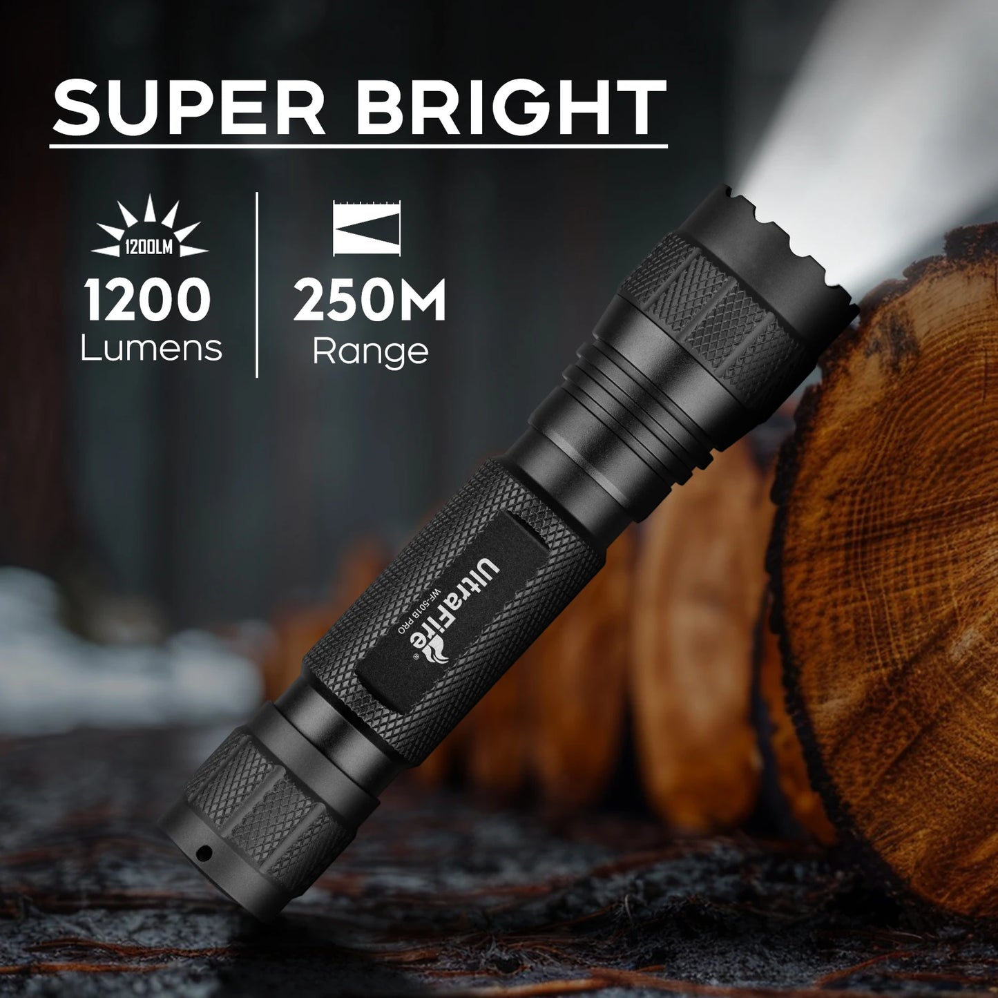 Lampe Torche Tactique UltraFire WF-501B Pro – 1200 Lumens Rechargeable avec Clip Ceinture Tactique W66 - BLACKBEARD OUTDOOR INDUSTRIES