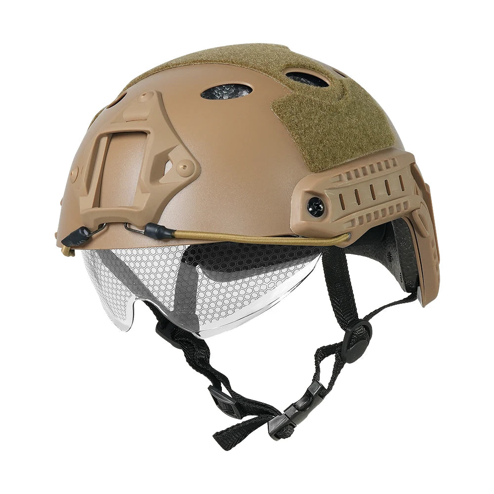 Casque Tactique Fast PJ Airsoft avec Lunettes – Protection Tête ABS CS Tir Outdoor - BLACKBEARD OUTDOOR INDUSTRIES