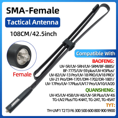 Antenne Tactique Pliable ABBREE CS – Dual Band VHF/UHF 144/430 MHz – SMA-Femelle - BLACKBEARD OUTDOOR INDUSTRIES