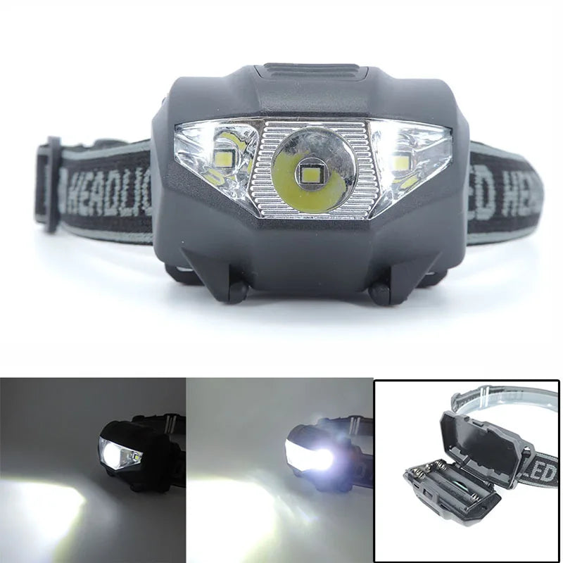 Lampe Frontale Mini LED 3W – 3 Modes – Camping Pêche Randonnée