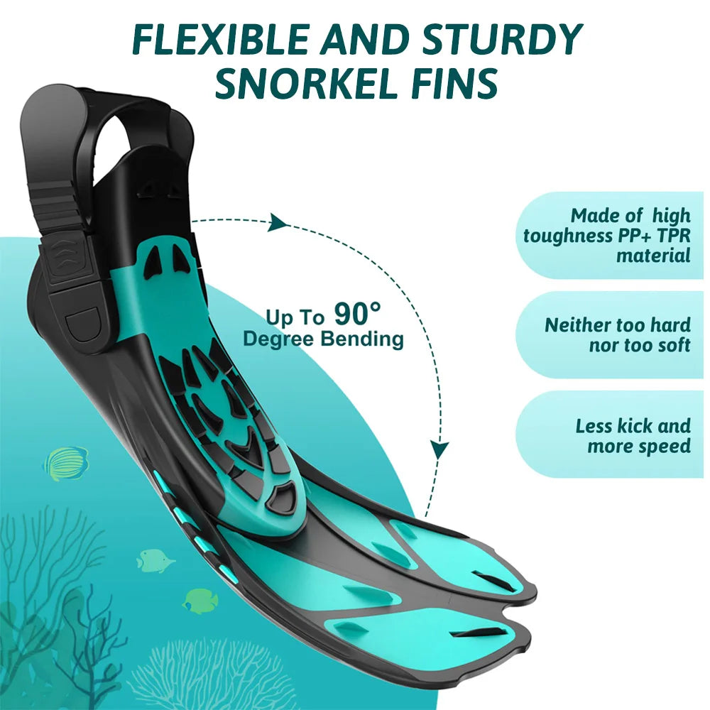 Palmes de Plongée Réglables Adulte – Fins Courtes en Silicone Ouvertes au Talon, Natation, Snorkeling, Voyage - BLACKBEARD OUTDOOR INDUSTRIES