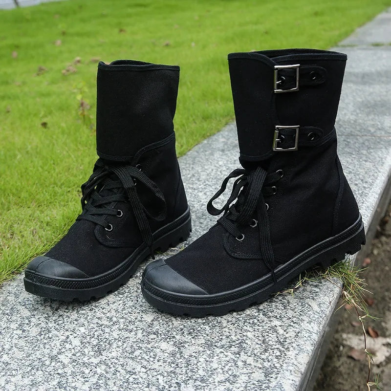 Rangers en toile pour hommes - Bottes hautes en toile respirantes, casual, outdoor et antidérapantes