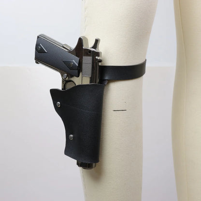 Holster de cuisse noir réglable en simili cuir