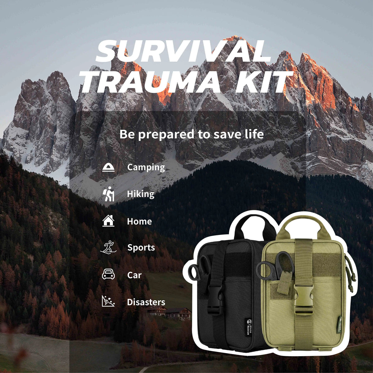 Trousse IFAK Rhino Rescue, kit premiers secours 20 éléments