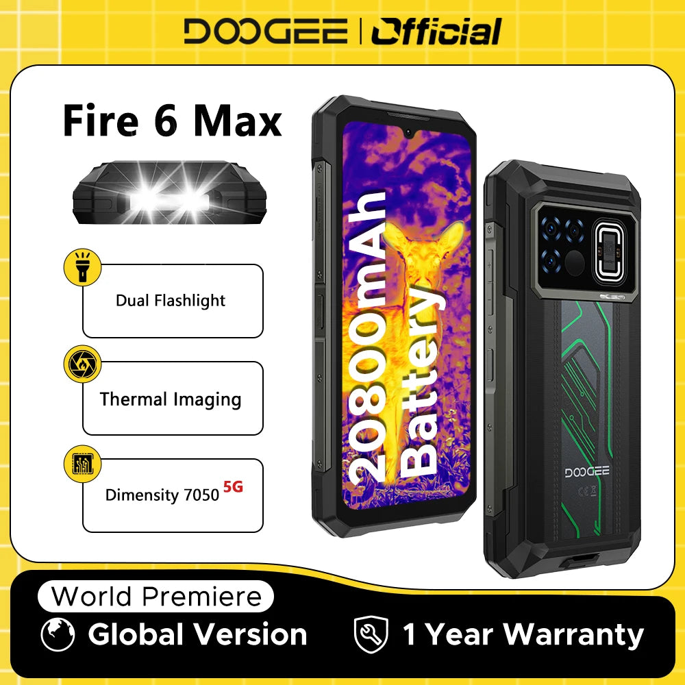 DOOGEE Fire 6 Max 5G – Smartphone robuste avec imagerie thermique & batterie XXL - BLACKBEARD OUTDOOR INDUSTRIES