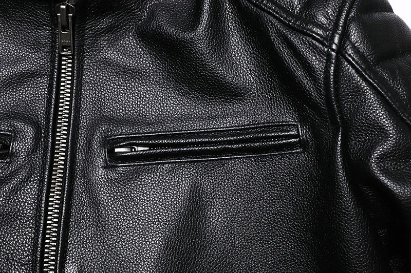 Blouson Homme Moto Classique en Cuir Véritable - BLACKBEARD OUTDOOR INDUSTRIES