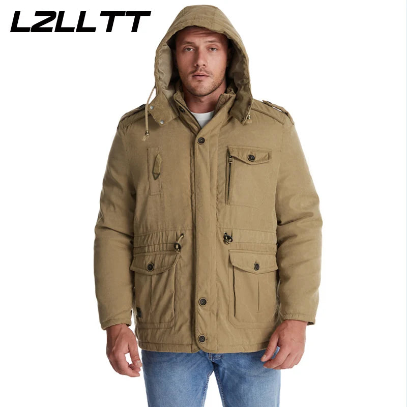 Parka Homme Hiver Chaude – LZLLTT Avec Capuche Amovible | Doublure Polaire | Multipoches | -30°C à +5°C - BLACKBEARD OUTDOOR INDUSTRIES