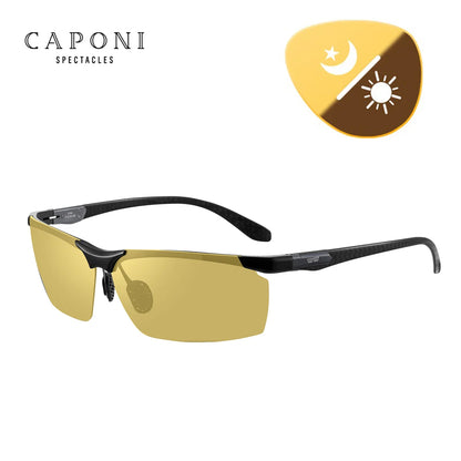 CAPONI Lunettes Photochromiques Vision Nocturne – Verres UV400 HD, Branches Carbone | Conduite, Sport, Pêche