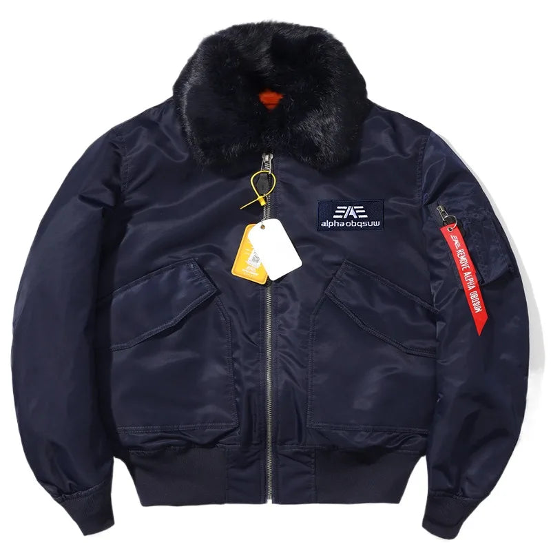 Blouson Aviateur Bomber Homme Hiver — Col Fourrure, Garnissage Coton Épais, Style Pilote Militaire | S à 4XL - BLACKBEARD OUTDOOR INDUSTRIES