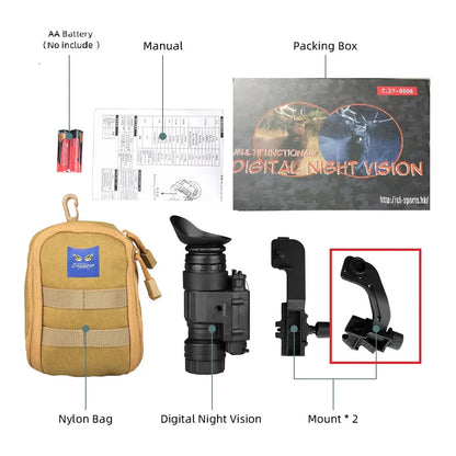 Monoculaire Tactique PVS-14 Vision Nocturne IR – Montable sur Casque avec J-Arm (Modèle HS27-0008) Ma boutique