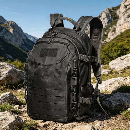 Sac à dos tactique 25L MOLLE multi-poches, noir ou kaki