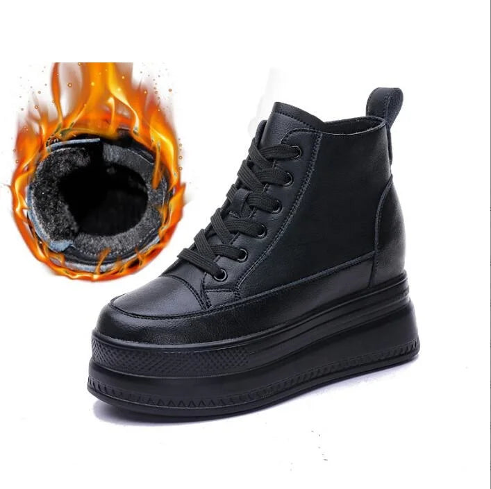 Bottines compensées femme noires à semelle épaisse