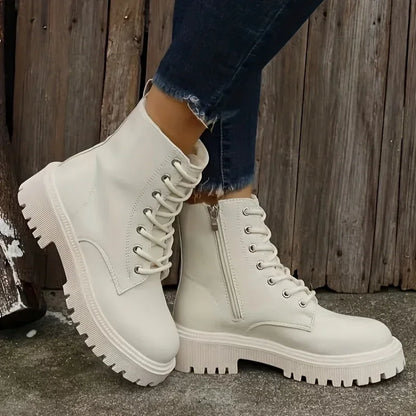 Bottines Femme Plateforme Fourrées – Zip Latéral Bout Rond Hiver