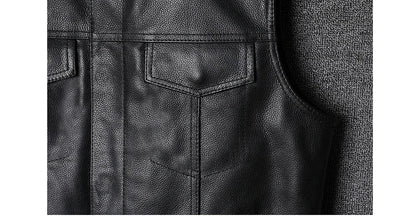 Gilet en Cuir Synthétique pour Homme - Veste en Cuir de Motard Automne Hiver avec Col Montant BLACKBEARD OUTDOOR INDUSTRIES