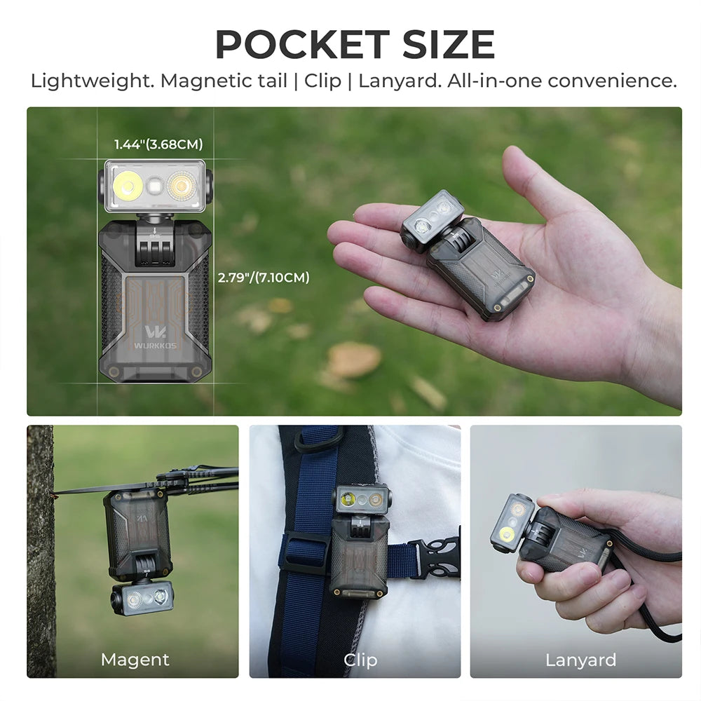 Lampe EDC Wurkkos HD04 Mini à pince, USB-C, 750 lm