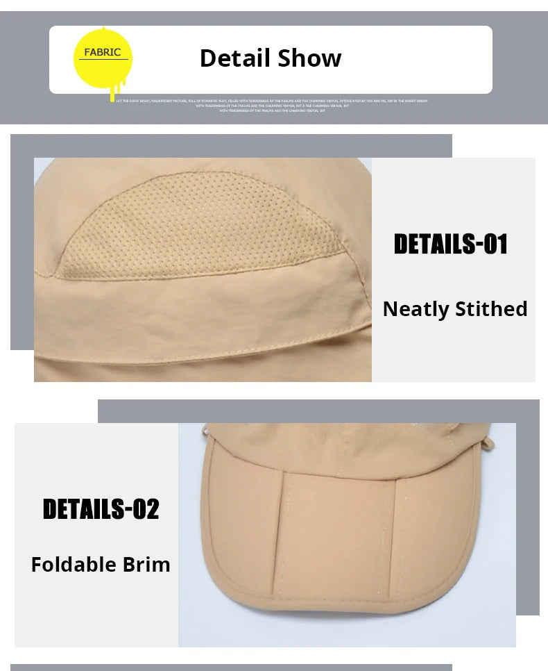 Chapeau de Protection UV d'Été – Casquette Anti-UV avec Protection du Cou et du Visage, Pliable, Séchage Rapide, Imperméable, Idéale pour Randonnée, Pêche et Activités Outdoor - BLACKBEARD OUTDOOR INDUSTRIES