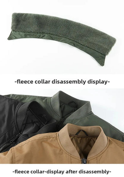 Men's Casual Thickened Cotton Jacket Removable Fur Collar Autumn Winter Warm Stand Collar Looseness Style Chinese Origin BLACKBEARD OUTDOOR INDUSTRIES