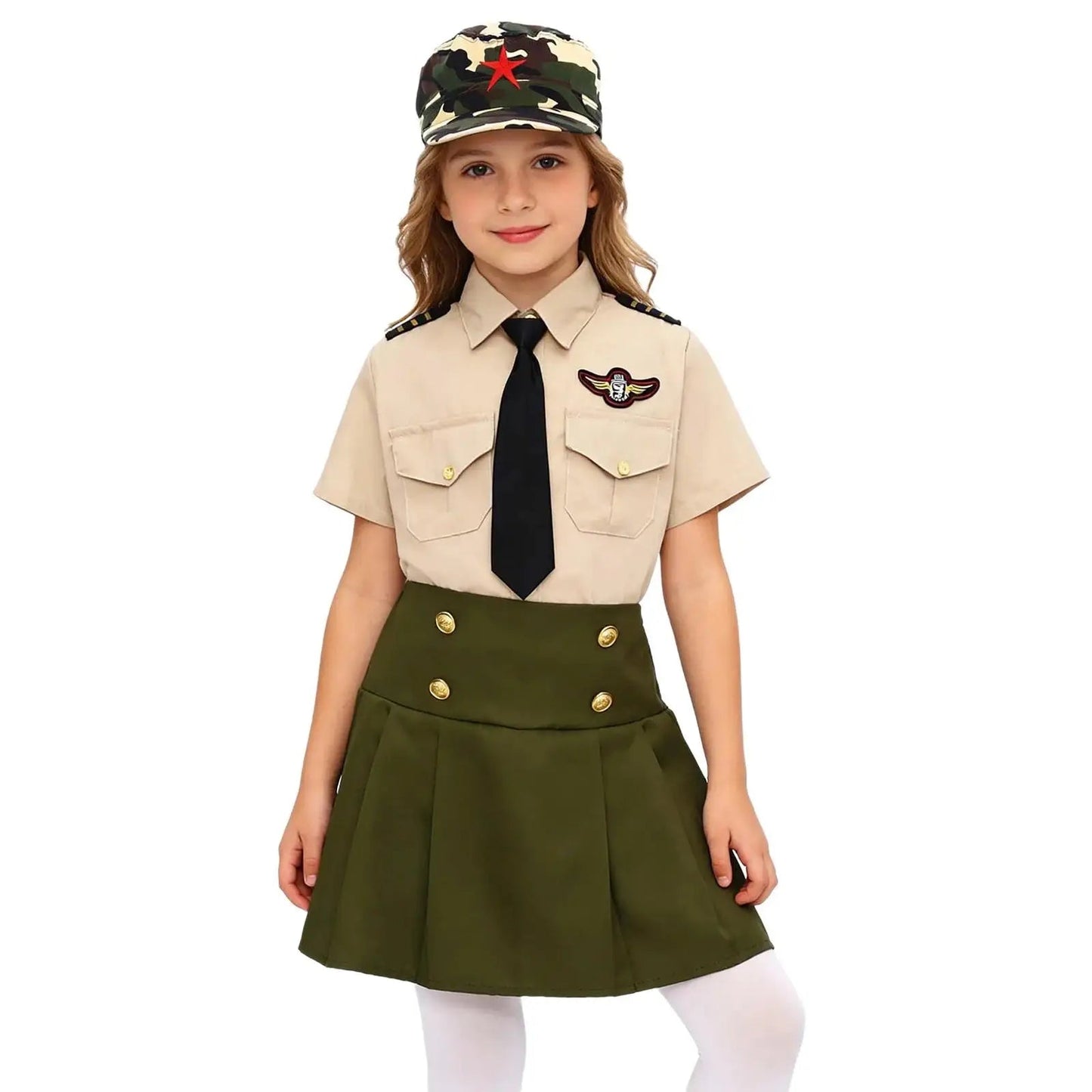 Uniforme Militaire Enfant 4 Pièces – Garçon & Fille | Cosplay, Spectacle, Halloween | 100-160 cm