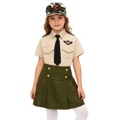 Uniforme Militaire Enfant 4 Pièces – Garçon & Fille | Cosplay, Spectacle, Halloween | 100-160 cm